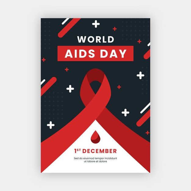 Free vector flat world aids day vertical poster template
