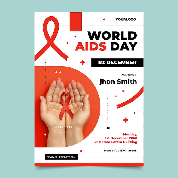 Free vector flat world aids day vertical poster template