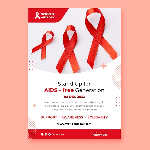 Modello di poster verticale piatto per la giornata mondiale dell'aids