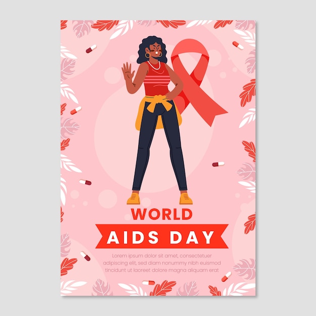 Free vector flat world aids day vertical poster template