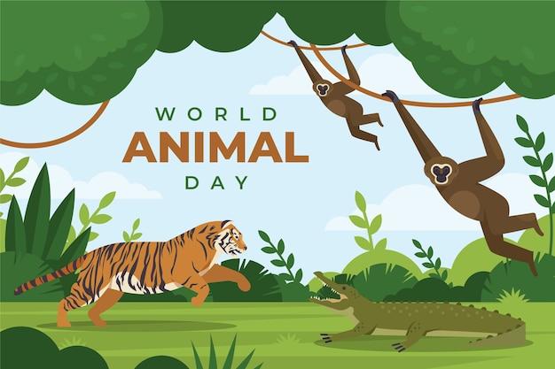 동물과 평평한 세계 동물의 날 배경