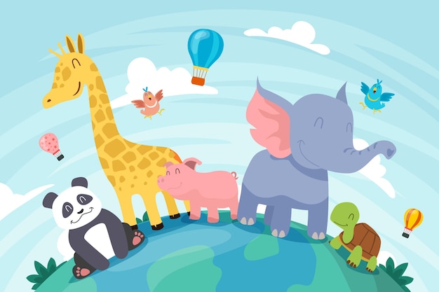 Free vector flat world animal day background