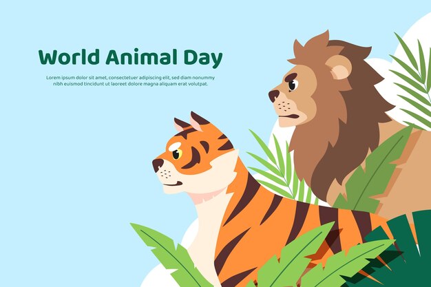 Flat world animal day background