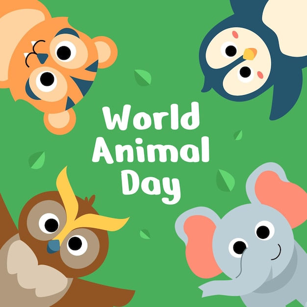 Flat world animal day background