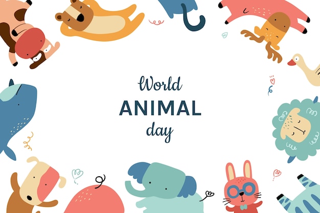 Fondo piatto della giornata mondiale degli animali