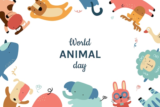 Flat world animal day background