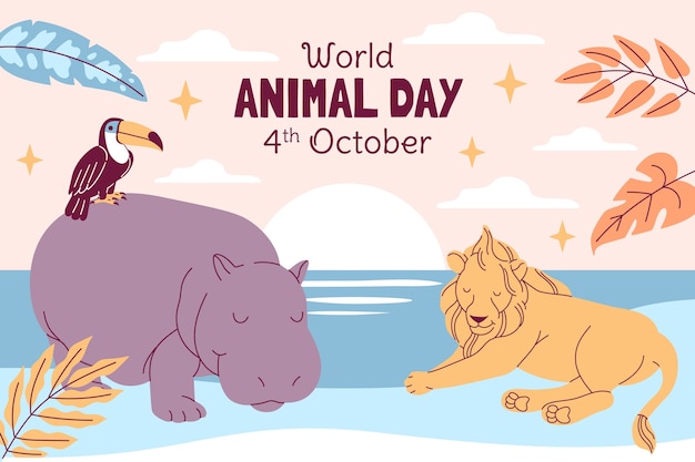 Flat world animal day background