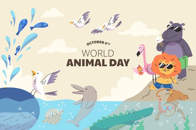 Flat world animal day background