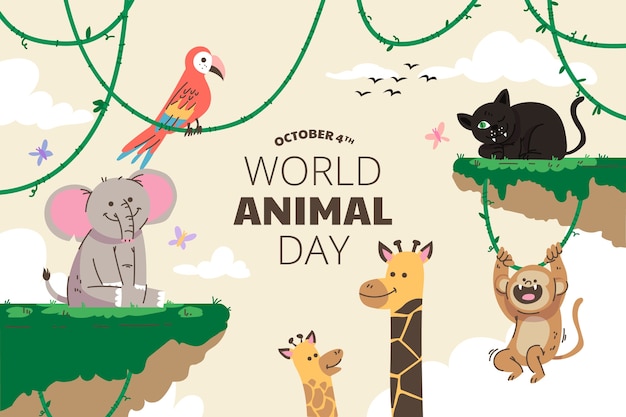 Free vector flat world animal day background