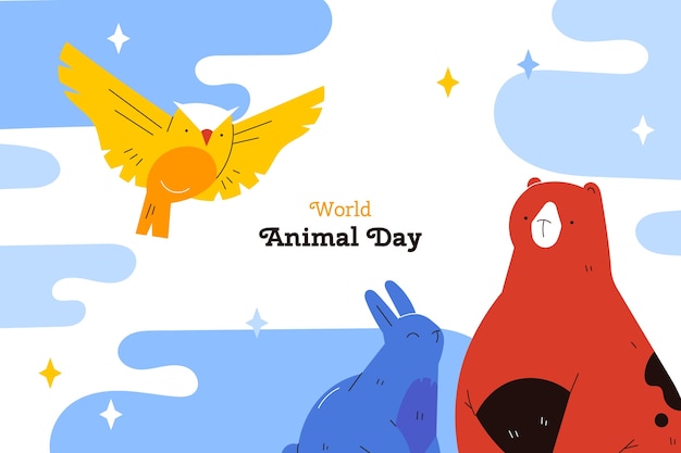 Flat world animal day background