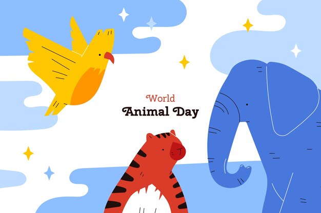 Flat world animal day background