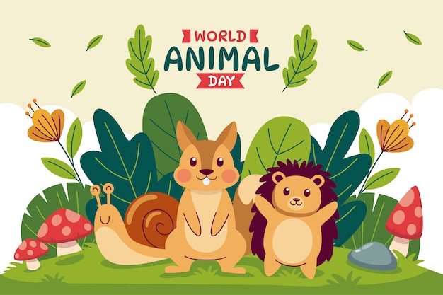 Fondo piatto della giornata mondiale degli animali