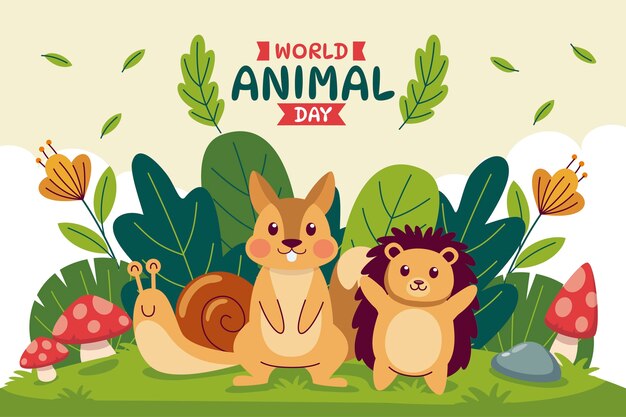 Flat world animal day background