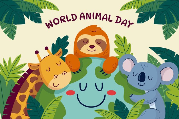 Flat world animal day background