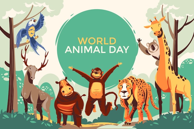 Free vector flat world animal day background
