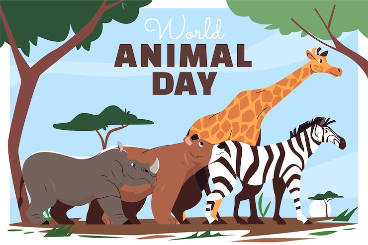 無料Vector フラットな世界動物の日の背景