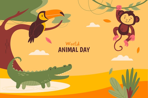 Flat world animal day background