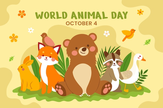 Free vector flat world animal day background