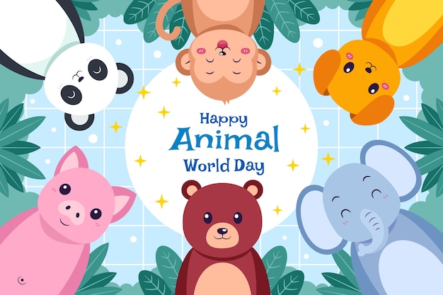 Free vector flat world animal day background