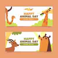 Free vector flat world animal day banners set