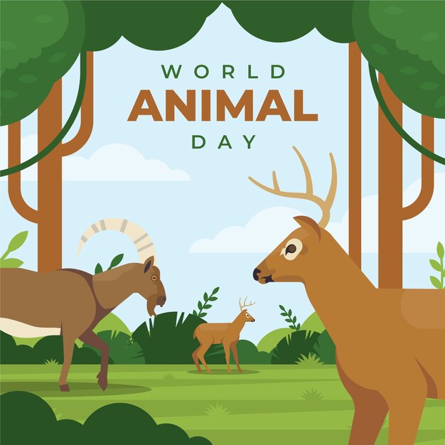 Иллюстрация дня животных в плоском мире с животными