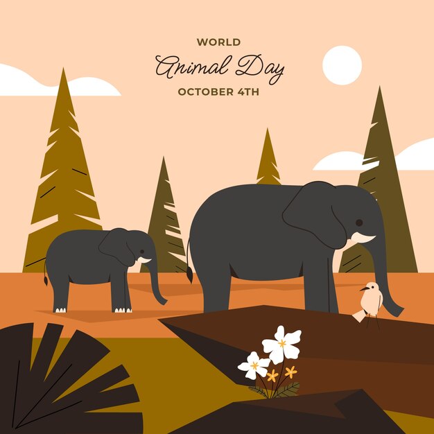 Free Vector flat world animal day illustration