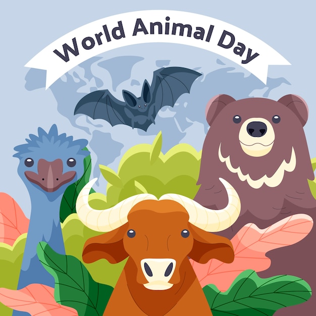 Free vector flat world animal day illustration