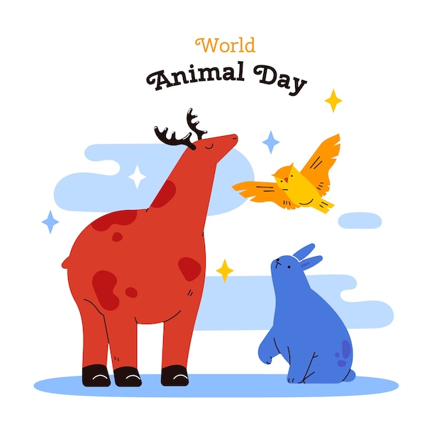 Free vector flat world animal day illustration