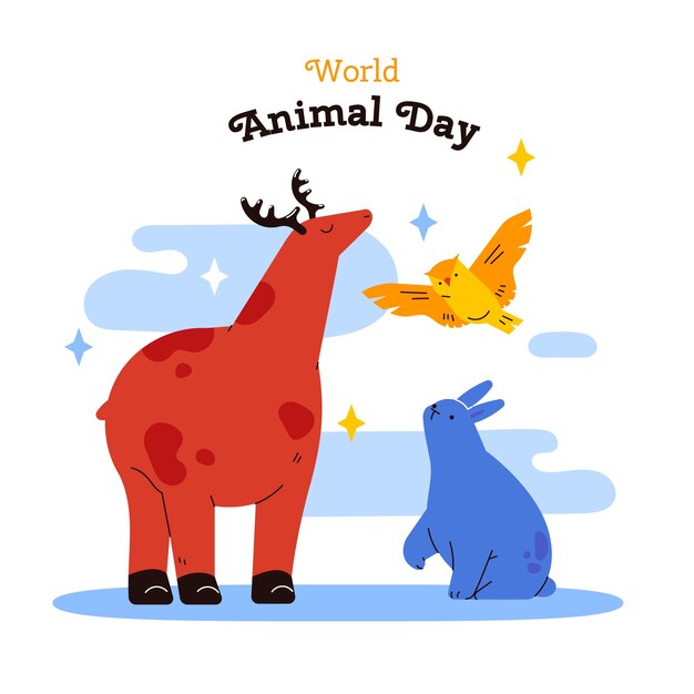 평평한 세계 동물의 날 그림