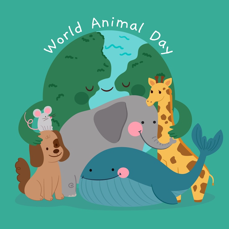 無料Vector フラットな世界動物の日のイラスト