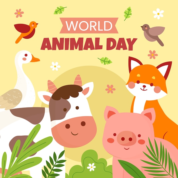 Free vector flat world animal day illustration