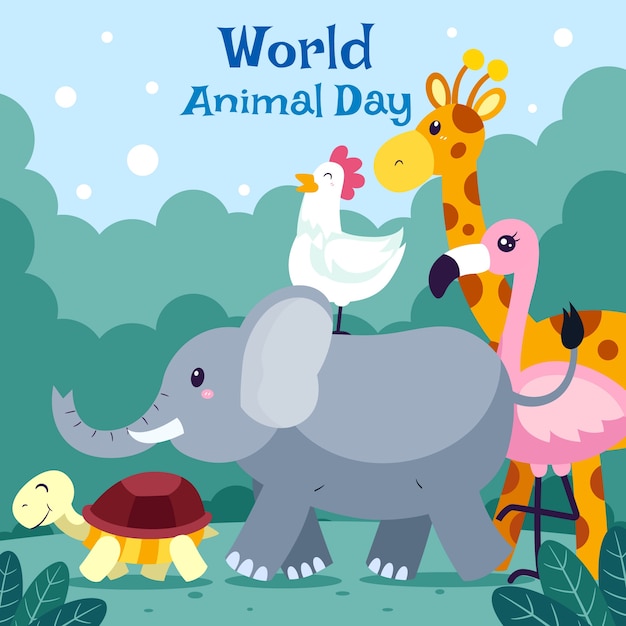 Free vector flat world animal day illustration