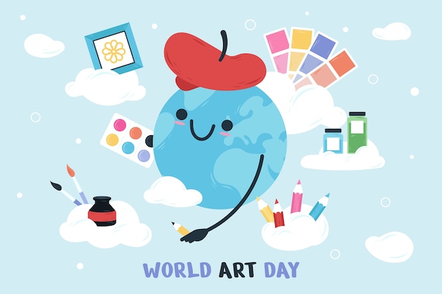 Flat world art day background