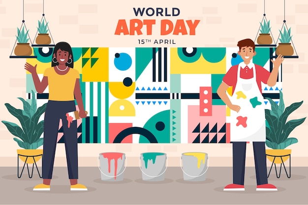 Flat World Art Day Background Vector Templates | Free Vector Download