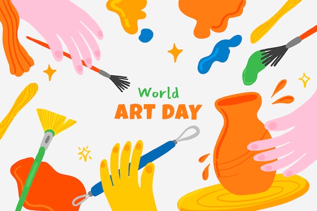 Free vector flat world art day background