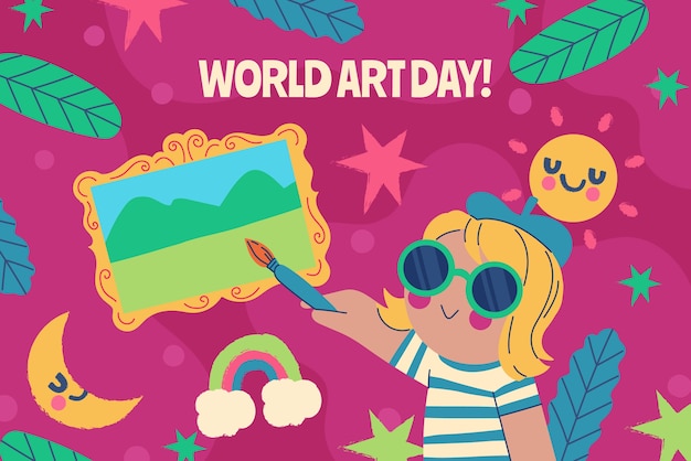 Free vector flat world art day background