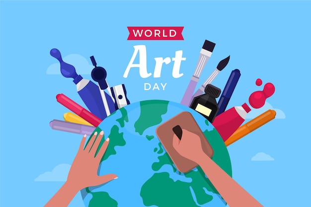 Flat world art day background