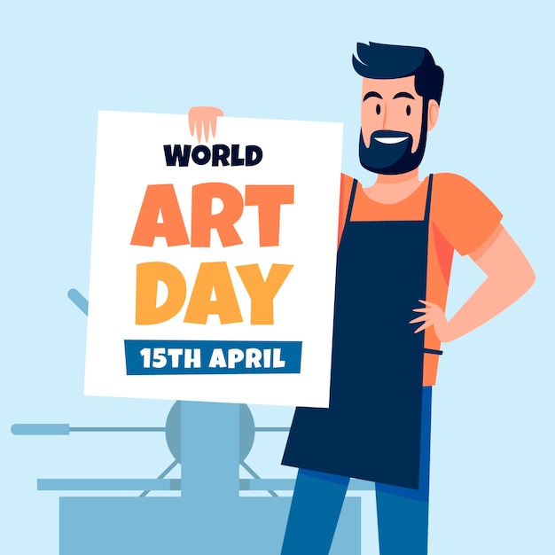 Flat world art day illustration