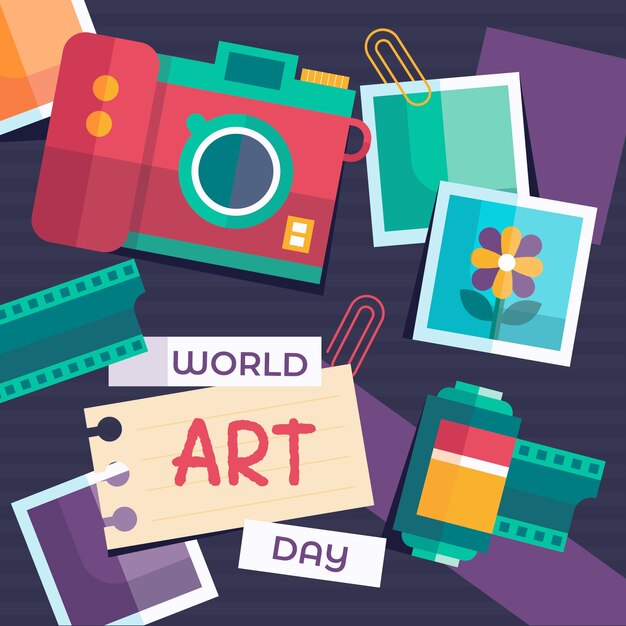 Flat world art day illustration