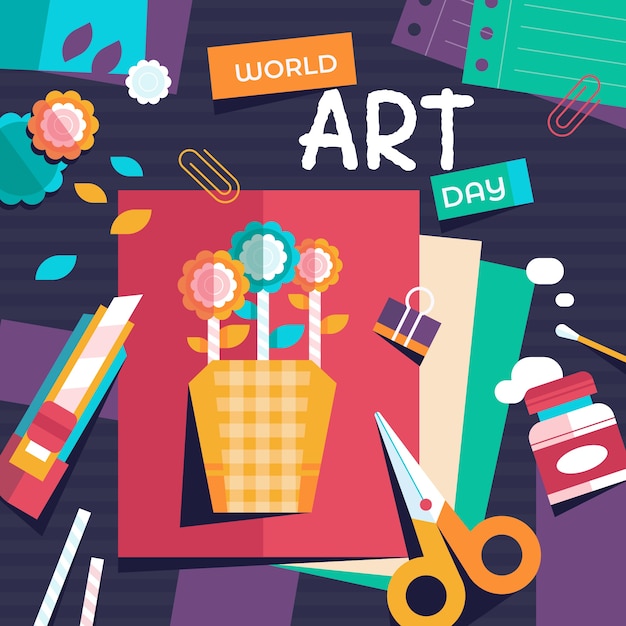 Free vector flat world art day illustration