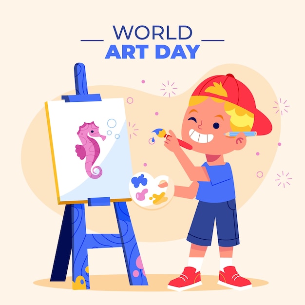 Flat world art day illustration