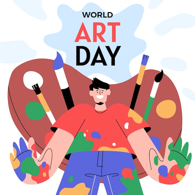 Flat world art day illustration