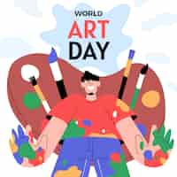 Vettore gratuito illustrazione della giornata mondiale dell'arte piatta