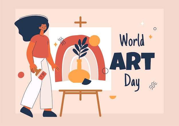 Flat world art day illustration