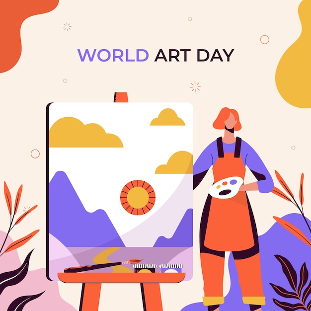 Free vector flat world art day illustration