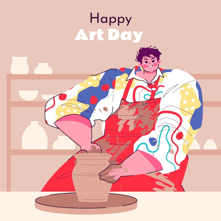 無料Vector フラットワールド・アート・デー イラスト