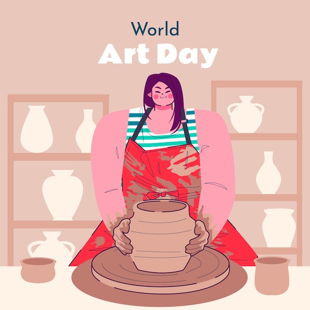 Flat world art day illustration