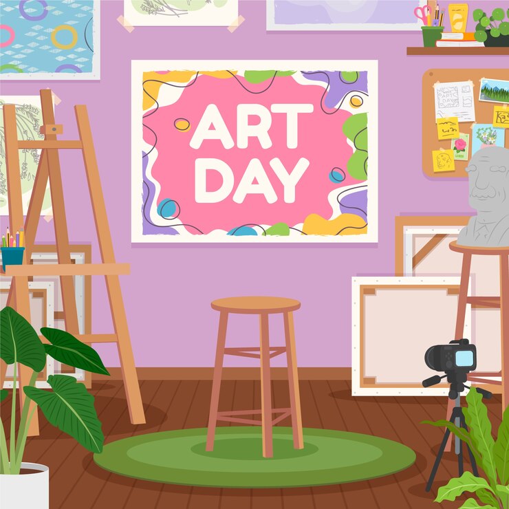 無料Vector フラットワールド・アート・デー イラスト