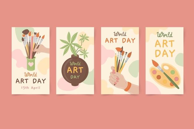 Flat world art day instagram stories collection