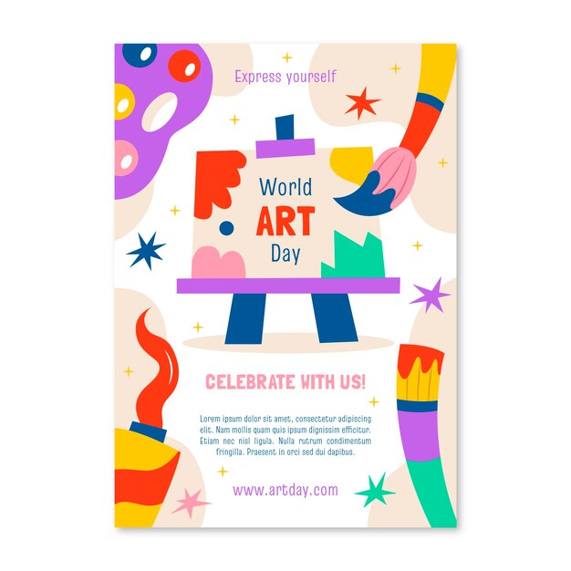 flat world art day vertical poster template